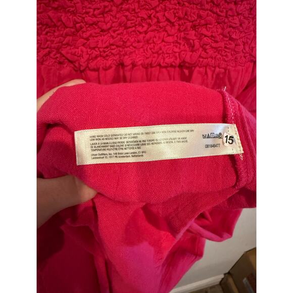 Free People Sparkling Drop Waist Smocked Midi Pink Dress Women's Size:‎ M - NWT - Picture 5 of 6